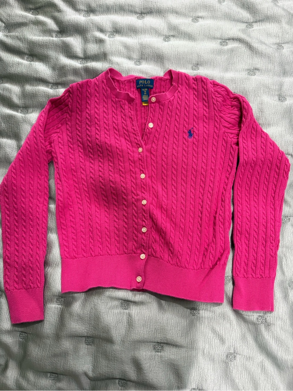 Polo by Ralph Lauren Bright Pink Cable Knit Cardigan